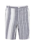Matchesfashion.com Thom Browne - Striped Slubbed Linen Shorts - Mens - Navy