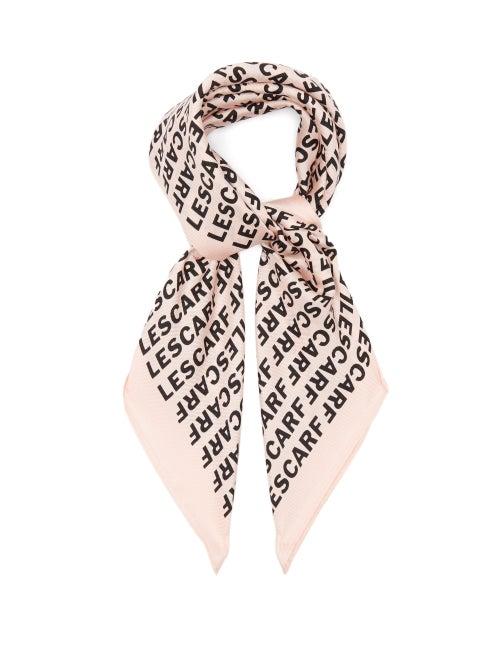 Ladies Accessories Lescarf - No.35 Logo-print Silk-twill Scarf - Womens - Pink Multi