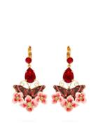 Matchesfashion.com Dolce & Gabbana - Butterfly And Crystal Drop Clip On Earrings - Womens - Multi