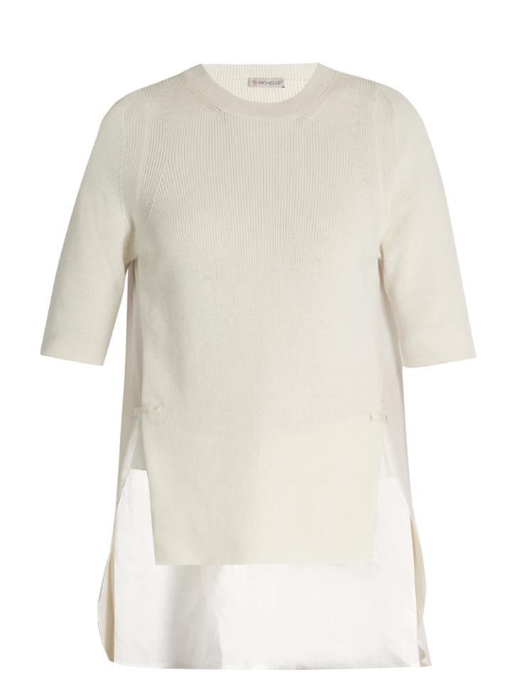 Moncler Contrast-panel Round-neck Cotton Top
