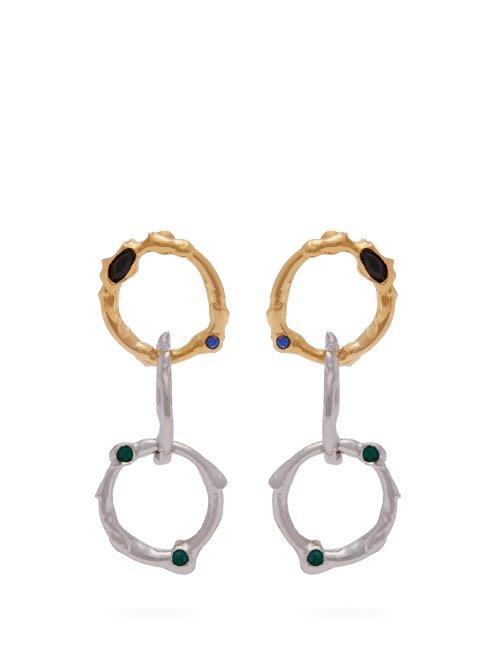 Matchesfashion.com Marni - Crystal Embellished Chain Link Earrings - Womens - Gold