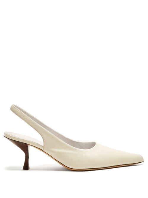 Matchesfashion.com The Row - Bourgeoise Slingback Leather Pumps - Womens - White