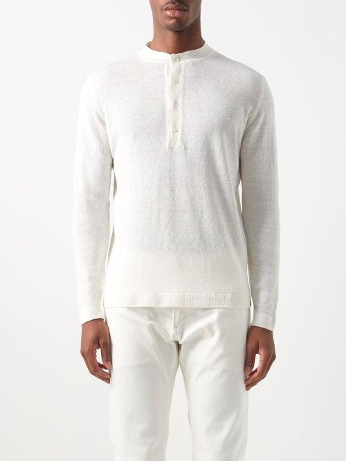 Thom Sweeney - Linen-jersey Henley Top - Mens - White