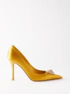 Valentino Garavani - One Stud 100 Crystal-embellished Satin Pumps - Womens - Yellow