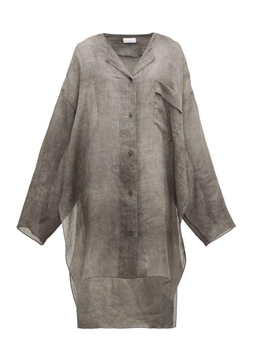 Matchesfashion.com Raey - Sheer Linen Shirtdress - Womens - Grey