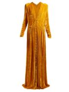 Matchesfashion.com Bottega Veneta - Button Front Velvet Gown - Womens - Yellow