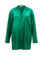 Matchesfashion.com Balenciaga - Bb Logo Embroidered Satin Shirt - Womens - Green