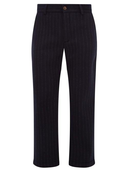 Matchesfashion.com Sfr - Mike Pinstriped Technical Felt Trousers - Mens - Navy