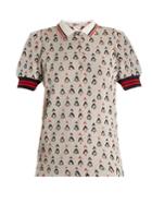 The Upside Becker Witch Mountain-jacquard Cotton Polo Top