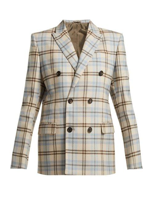 Matchesfashion.com Connolly - Double Breasted Checked Wool Blend Blazer - Womens - Beige Multi