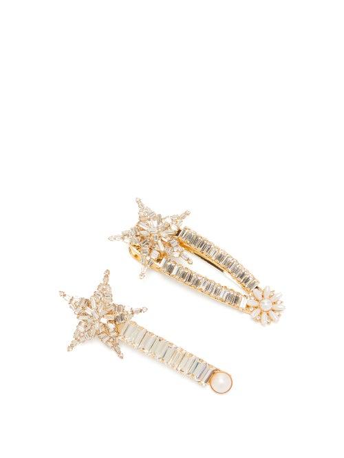 Matchesfashion.com Maryjane Claverol - Set Of Two Cassiopeia Crystal Hair Clips - Womens - Crystal