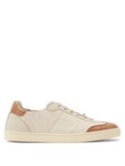 Brunello Cucinelli - Leather-trim Cotton Trainers - Mens - Cream