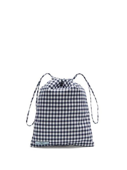 Matchesfashion.com Prada - Gingham Drawstring Wash Bag - Womens - Navy