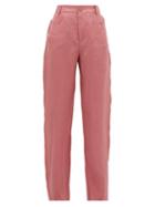 Matchesfashion.com Albus Lumen - Lumen High-rise Linen Straight-leg Trousers - Womens - Pink