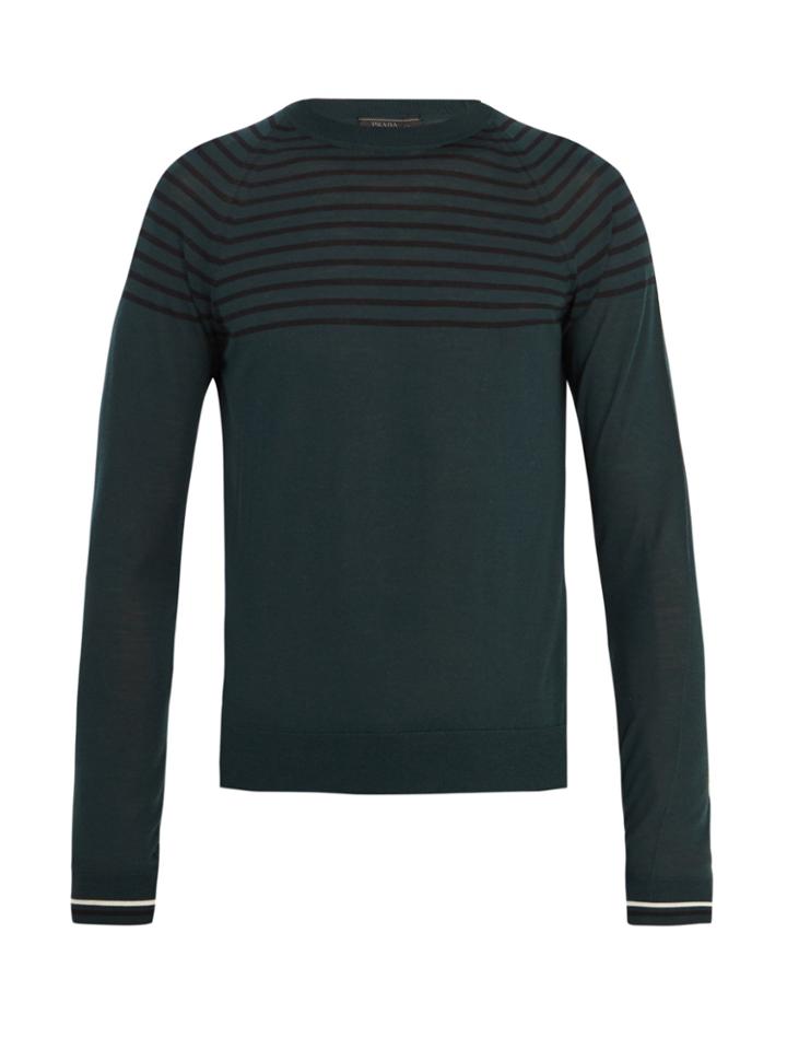 Prada Crew-neck Striped Wool And Cashmere-blend Sweater