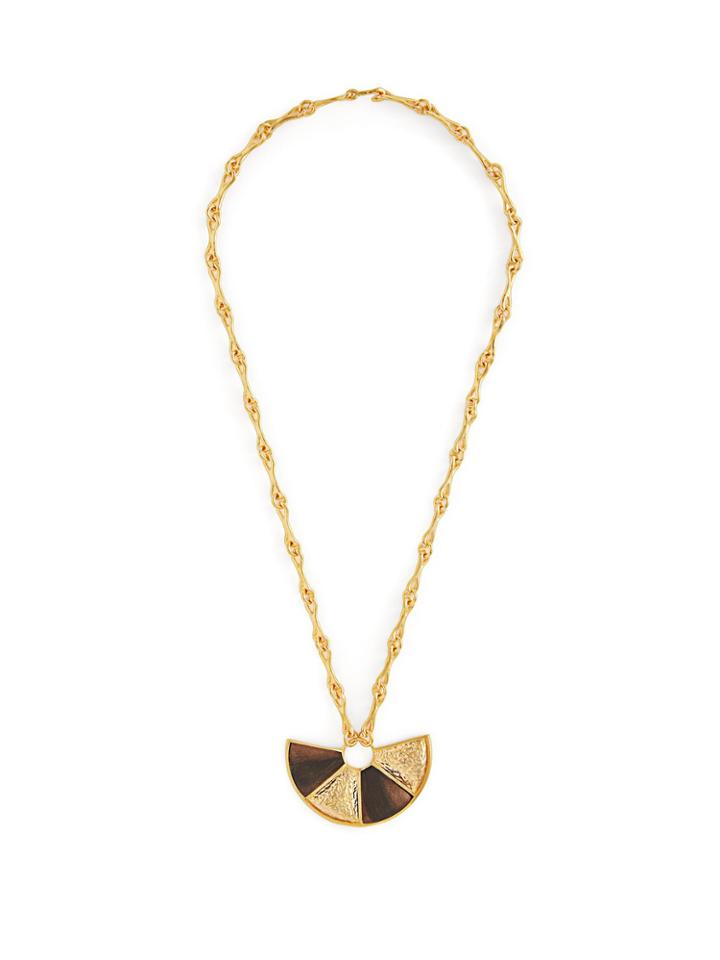 Joelle Kharrat Peacock Pendant Gold-plated And Wood Necklace