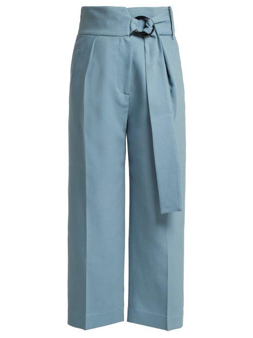 Matchesfashion.com Petar Petrov - Hayes Belted Wool Blend Trousers - Womens - Blue
