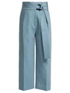 Matchesfashion.com Petar Petrov - Hayes Belted Wool Blend Trousers - Womens - Blue