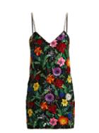 Matchesfashion.com Ashish - Magic Flower Embellished Silk Georgette Mini Dress - Womens - Black Multi