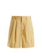 Matchesfashion.com Raey - Deck Chair Striped Cotton Shorts - Womens - Yellow Stripe