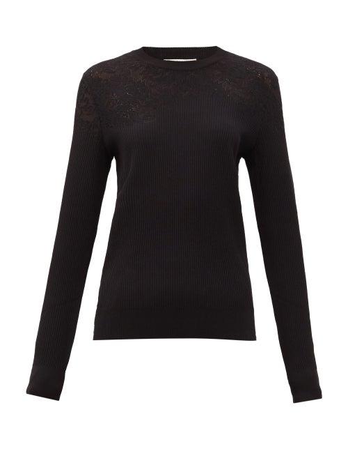 Matchesfashion.com Givenchy - Floral-pointelle Rib-knitted Sweater - Womens - Black