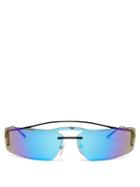 Matchesfashion.com Prada Eyewear - Iridescent Rectanglular Sunglasses - Womens - Blue