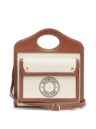 Matchesfashion.com Burberry - Pocket Mini Logo-print Canvas And Leather Handbag - Womens - Ivory Multi