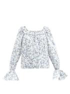 Matchesfashion.com Agua By Agua Bendita - Pina Ruffled Floral-print Cotton Top - Womens - White Print