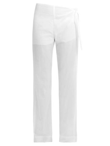 Casa Nata Tie-side Cotton-voile Trousers