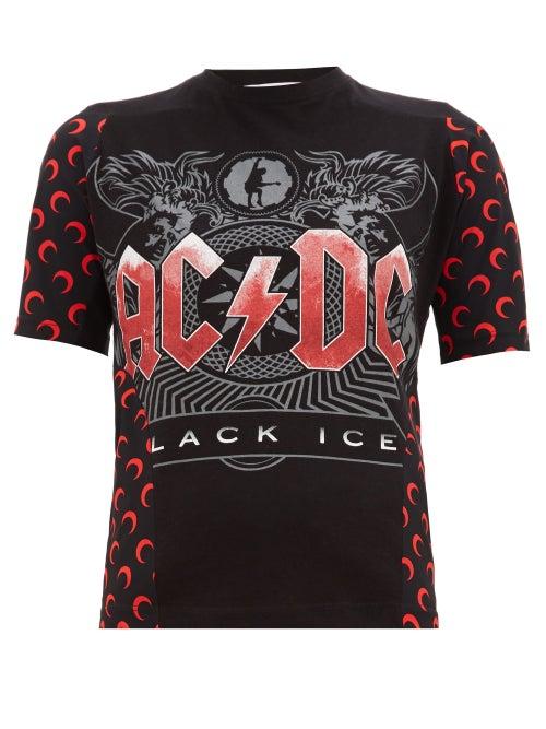 Matchesfashion.com Marine Serre - Upcycled Acdc Print Jersey T Shirt - Womens - Black Multi