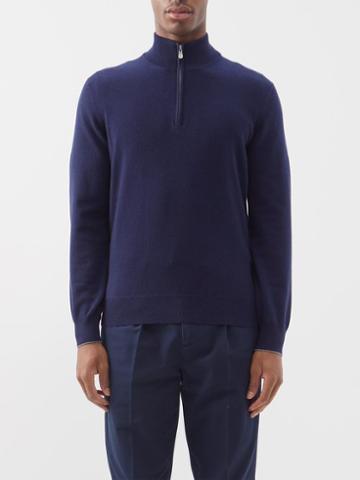 Brunello Cucinelli - High-neckline Cashmere Sweater - Mens - Dark Blue