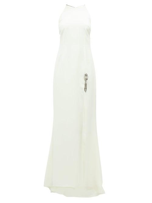 Matchesfashion.com Julie De Libran - Gaia Crystal Embellished Silk Satin Gown - Womens - White
