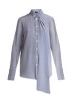 Matchesfashion.com Joseph - Linc Checker Print Silk Blouse - Womens - Blue White