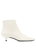 Matchesfashion.com The Row - Coco Point Toe Leather Ankle Boots - Womens - White