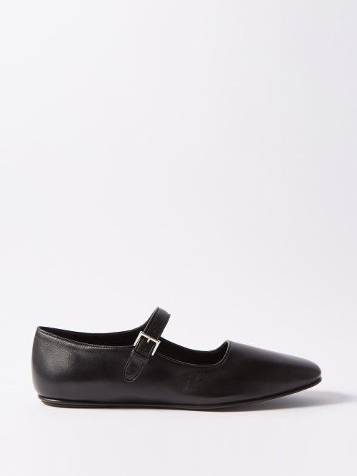 The Row - Ava Leather Mary Jane Flats - Womens - Black