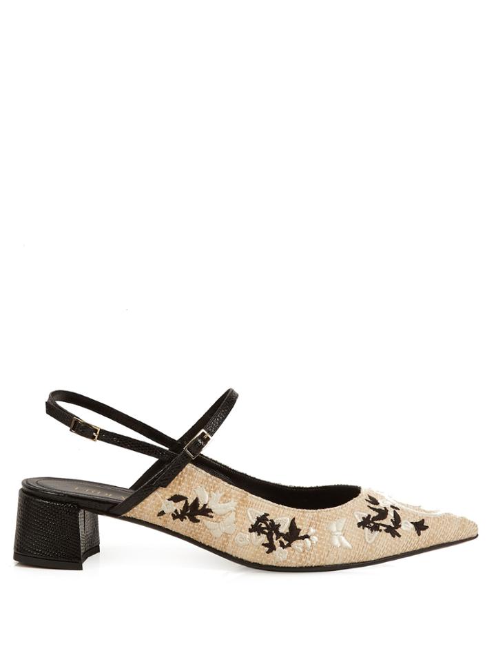 Erdem Aerin Embroidered Silk Sandals