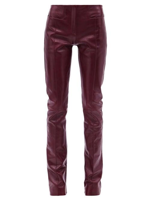 16arlington - Maroa Zipped-cuff Leather Trousers - Womens - Burgundy