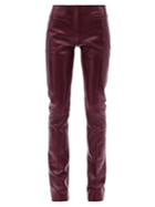 16arlington - Maroa Zipped-cuff Leather Trousers - Womens - Burgundy