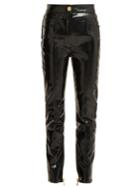 Balmain Zipped Patent Cotton-blend Trousers