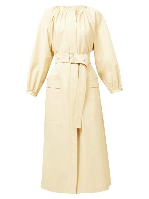 Matchesfashion.com Jil Sander - Nia Gathered-neck Belted Midi Dress - Womens - Cream
