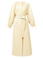 Matchesfashion.com Jil Sander - Nia Gathered-neck Belted Midi Dress - Womens - Cream