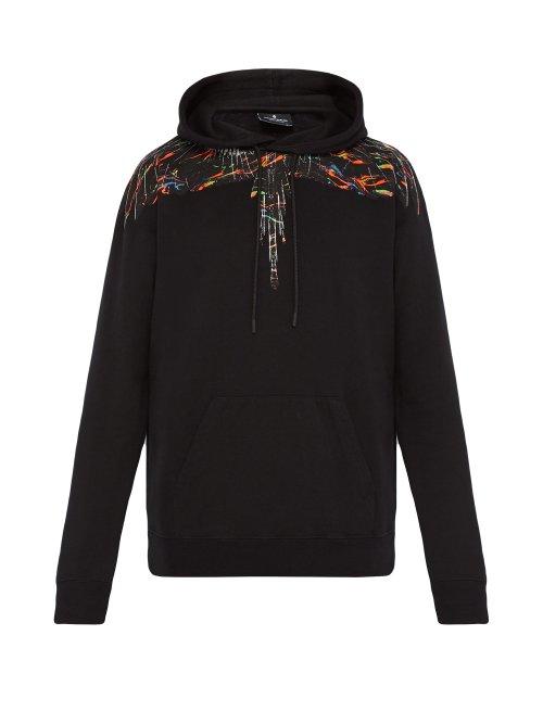 Matchesfashion.com Marcelo Burlon - Wings Print Cotton Hooded Sweatshirt - Mens - Black Multi