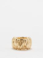 Bottega Veneta - Pleat 18kt Gold-plated Sterling-silver Ring - Womens - Yellow Gold
