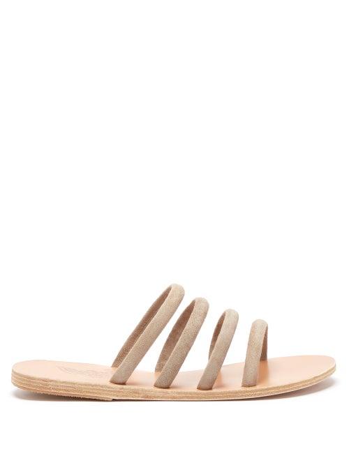 Ladies Shoes Ancient Greek Sandals - Lyra Suede Sandals - Womens - Grey