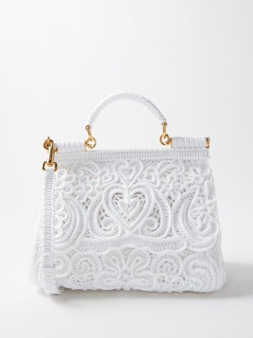 Dolce & Gabbana - Sicily Medium Crocheted-lace Handbag - Womens - White
