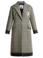 Matchesfashion.com Prada - Bow Trim Houndstooth Wool Blend Coat - Womens - Green Multi