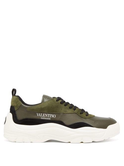 Matchesfashion.com Valentino Garavani - Gumboy Leather And Suede Trainers - Mens - Green