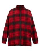 Matchesfashion.com Balenciaga - Logo Embroidered Tartan Flannel Wool Blend Jacket - Mens - Red