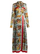 F.r.s - For Restless Sleepers Fedra Printed Hammered-silk Dress