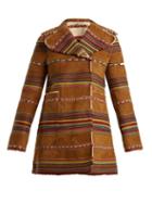 Matchesfashion.com Valentino - Reversible Double Breasted Striped Shearling Coat - Womens - Beige Multi